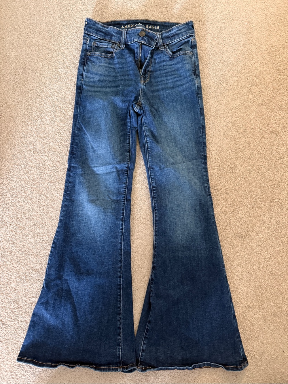 American Eagle Outfitters Women's Dark Blue Festival Flare Jeans